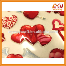 Non-toxic fashion custom epoxy resin sticker with heart shape and shinning